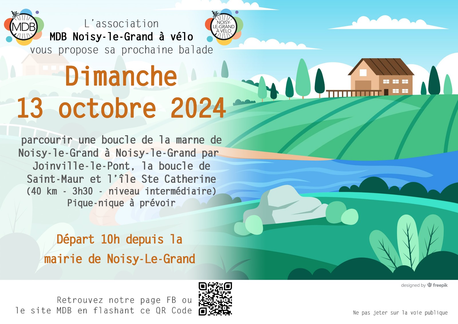 Affiche annonçant la balade du 13 octobre au départ de Noisy-le-Grand à Saint-Maur.