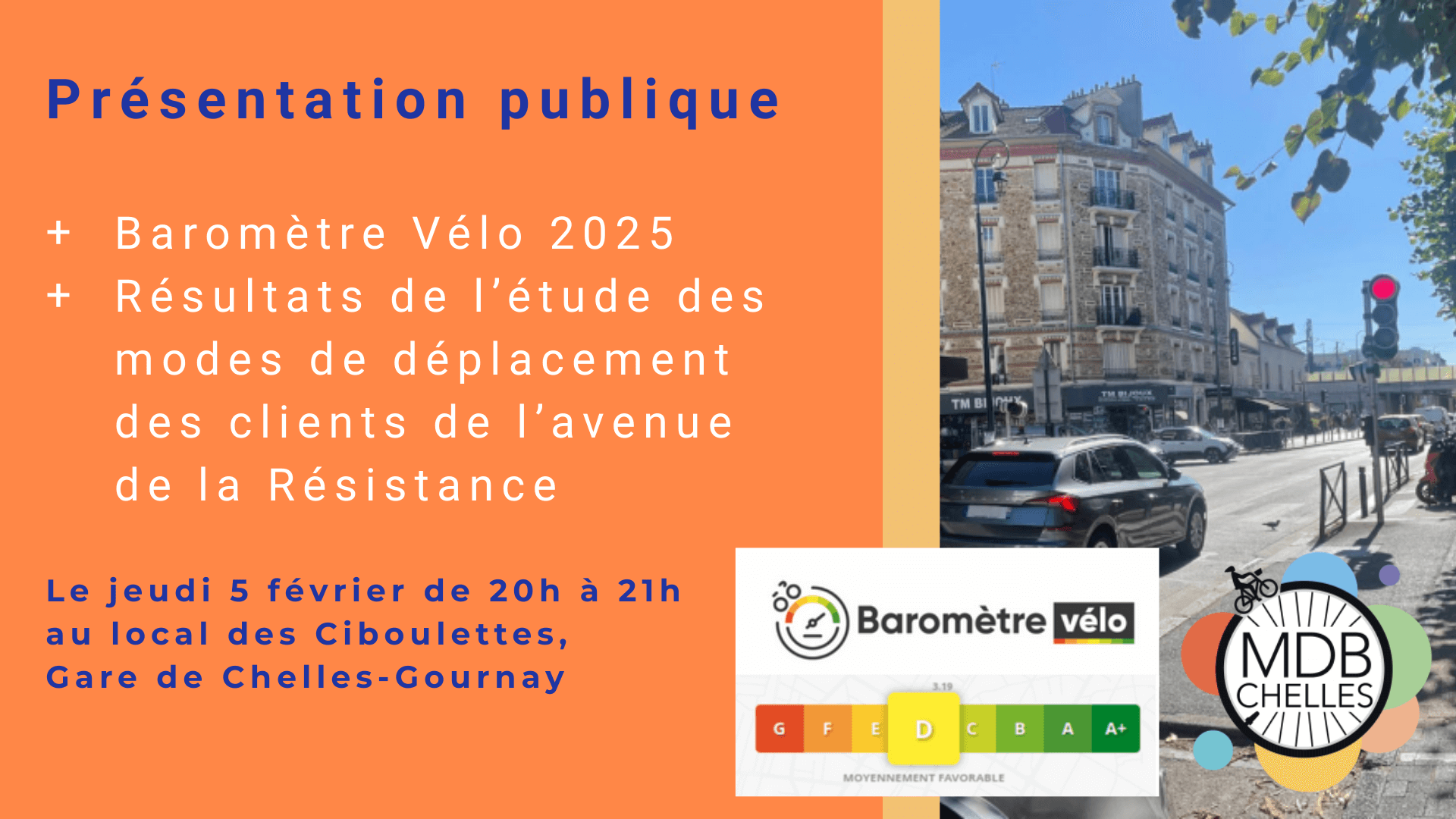 Présentation publique Baromètre Vélo 2025 et Étude Commerces à Chelles