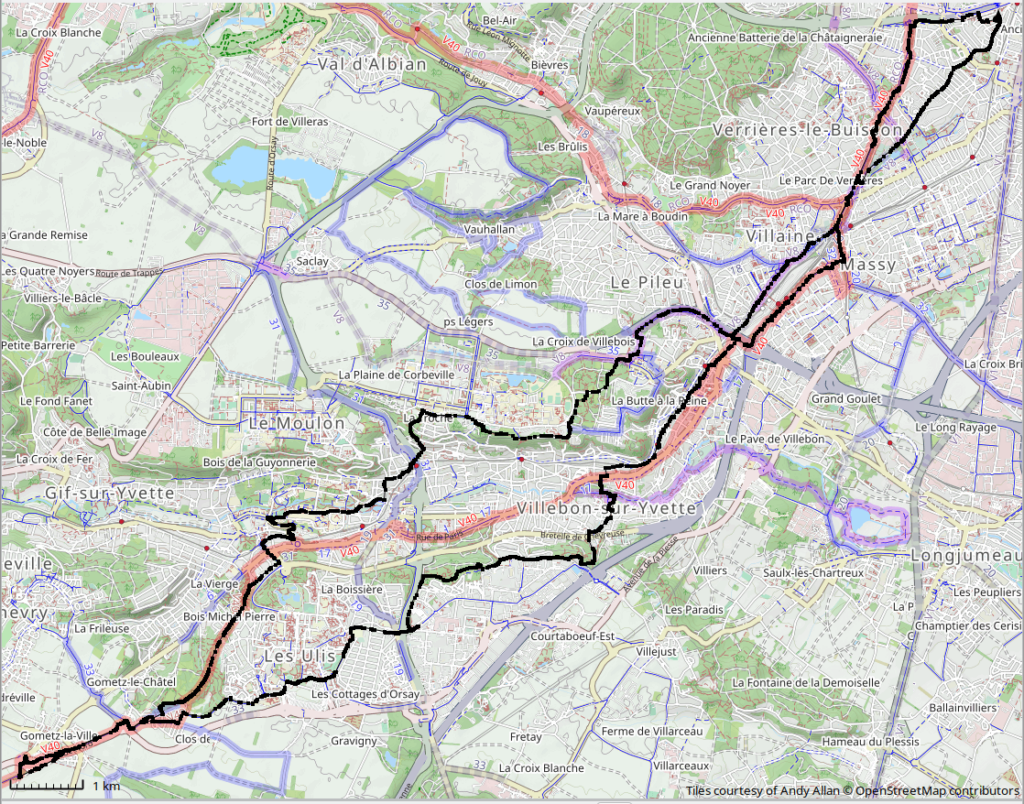 Itinéraire de la balade d'Antony à Vélo